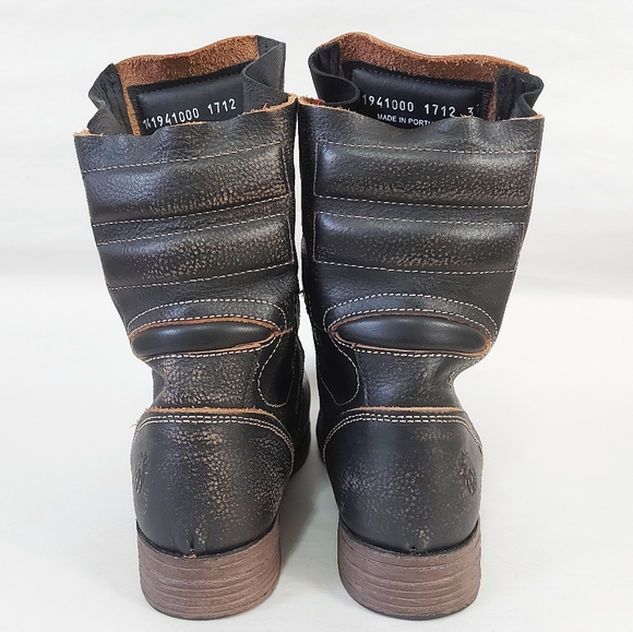 Fly London Stif Black Leather Boot Women Size 37 EU Military Distressed Lug Sole - Picture 7 of 12
